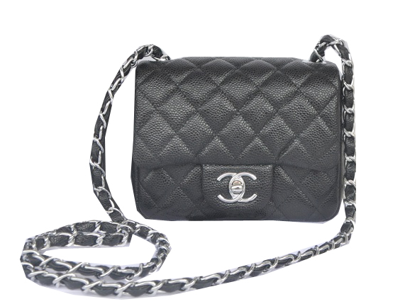 Chanel mini Classic Flap Bag Black Cannage Pattern 1115 Silver Chanel mini Classic Flap Bag Black Cannage Pattern 1115 Silver