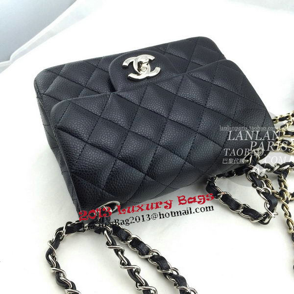 Chanel mini Classic Flap Bag Black Cannage Pattern 1115 Silver Chanel mini Classic Flap Bag Black Cannage Pattern 1115 Silver