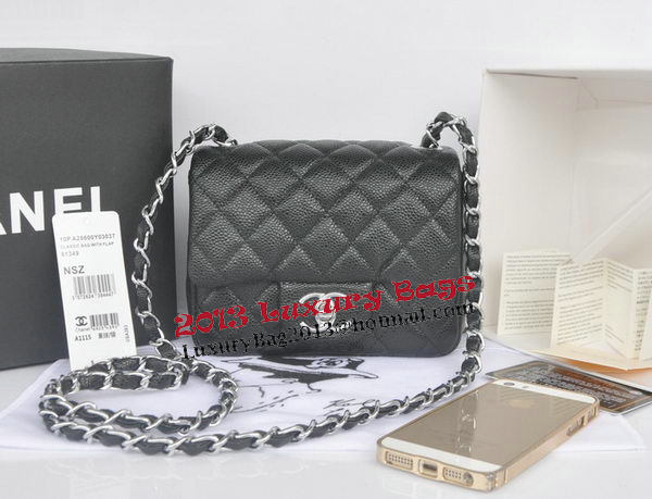 Chanel mini Classic Flap Bag Black Cannage Pattern 1115 Silver Chanel mini Classic Flap Bag Black Cannage Pattern 1115 Silver