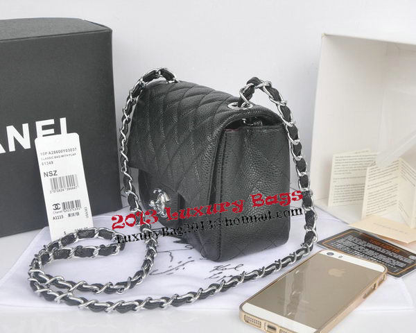 Chanel mini Classic Flap Bag Black Cannage Pattern 1115 Silver Chanel mini Classic Flap Bag Black Cannage Pattern 1115 Silver