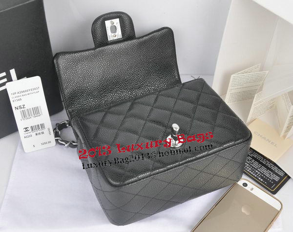 Chanel mini Classic Flap Bag Black Cannage Pattern 1115 Silver Chanel mini Classic Flap Bag Black Cannage Pattern 1115 Silver