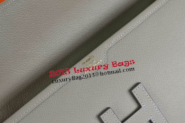 Hermes Jige Clutch Bag Calfskin Leather Grey Hermes Jige Clutch Bag Calfskin Leather Grey