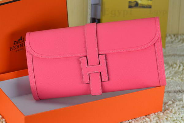 Hermes Jige Clutch Bag Calfskin Leather Light Red Hermes Jige Clutch Bag Calfskin Leather Light Red