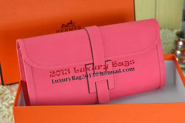 Hermes Jige Clutch Bag Calfskin Leather Light Red Hermes Jige Clutch Bag Calfskin Leather Light Red
