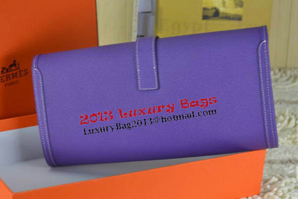 Hermes Jige Clutch Bag Calfskin Leather Purple Hermes Jige Clutch Bag Calfskin Leather Purple