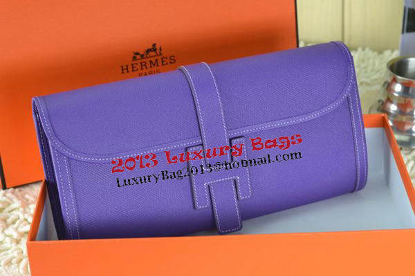 Hermes Jige Clutch Bag Calfskin Leather Purple Hermes Jige Clutch Bag Calfskin Leather Purple