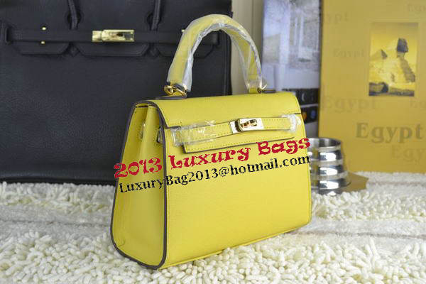 Hermes Kelly 22cm Tote Bag Calfskin Leather Lemon Hermes Kelly 22cm Tote Bag Calfskin Leather Lemon
