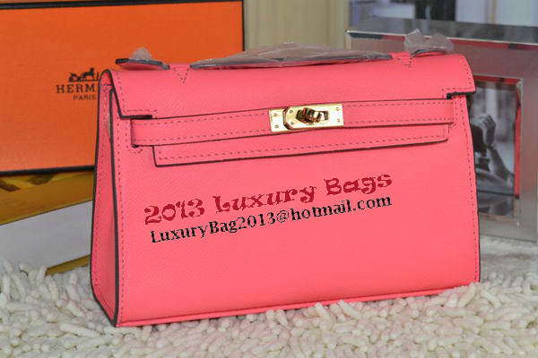 Hermes MINI Kelly 22cm Tote Bag Calfskin Leather Light Red Hermes MINI Kelly 22cm Tote Bag Calfskin Leather Light Red