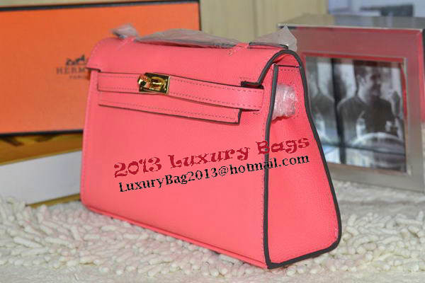 Hermes MINI Kelly 22cm Tote Bag Calfskin Leather Light Red Hermes MINI Kelly 22cm Tote Bag Calfskin Leather Light Red