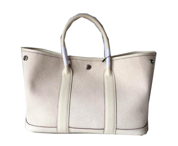 Hermes Garden Party 30CM Bag Canvas Leather H11S OffWhite Hermes Garden Party 30CM Bag Canvas Leather H11S OffWhite
