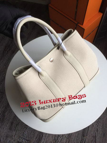 Hermes Garden Party 30CM Bag Canvas Leather H11S OffWhite Hermes Garden Party 30CM Bag Canvas Leather H11S OffWhite
