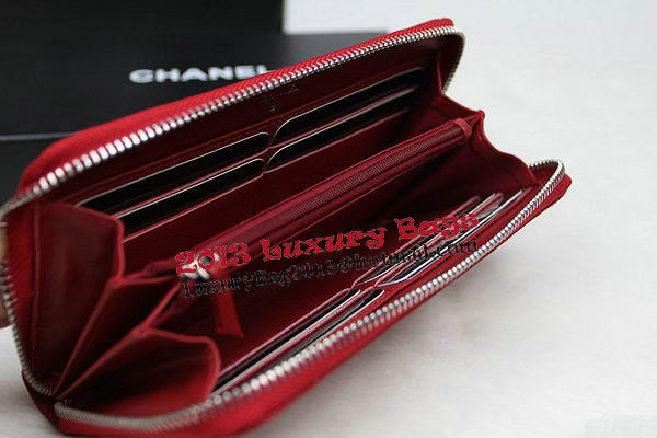 Chanel Matelasse Zip Around Wallet Cannage Pattern A50097 Red Chanel Matelasse Zip Around Wallet Cannage Pattern A50097 Red