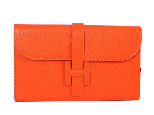 Hermes Jige Clutch Bag Calfskin Leather HQ864 Orange Hermes Jige Clutch Bag Calfskin Leather HQ864 Orange