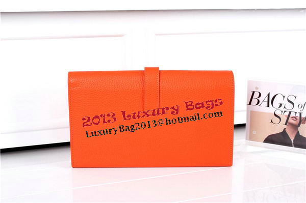 Hermes Jige Clutch Bag Calfskin Leather HQ864 Orange Hermes Jige Clutch Bag Calfskin Leather HQ864 Orange