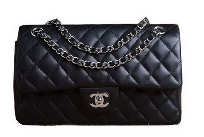 Chanel 2.55 Series Bag Original Black Sheepskin CHA1112 Silver Chanel 2.55 Series Bag Original Black Sheepskin CHA1112 Silver