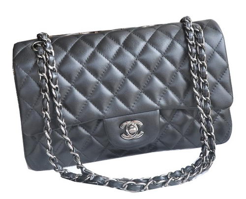Chanel 2.55 Series Bags Black Sheepskin Leather CHA1112 Silver Chanel 2.55 Series Bags Black Sheepskin Leather CHA1112 Silver