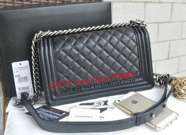 Chanel Boy Flap Shoulder Bags Black Cannage Pattern Leather A67086 Silver Chanel Boy Flap Shoulder Bags Black Cannage Pattern Leather A67086 Silver