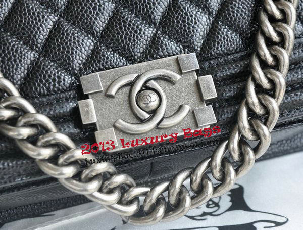Chanel Boy Flap Shoulder Bags Black Cannage Pattern Leather A67086 Silver Chanel Boy Flap Shoulder Bags Black Cannage Pattern Leather A67086 Silver
