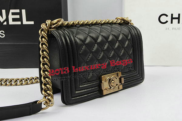 Chanel Boy Flap Shoulder Bags Black Original Lambskin Leather A67085 Gold Chanel Boy Flap Shoulder Bags Black Original Lambskin Leather A67085 Gold