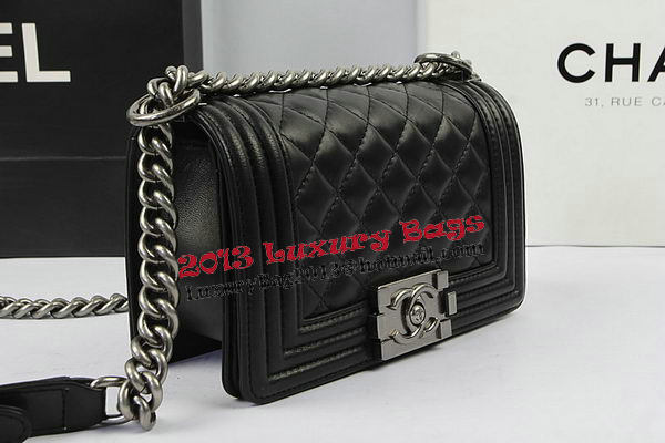 Chanel Boy Flap Shoulder Bags Black Original Lambskin Leather A67085 Silver Chanel Boy Flap Shoulder Bags Black Original Lambskin Leather A67085 Silver