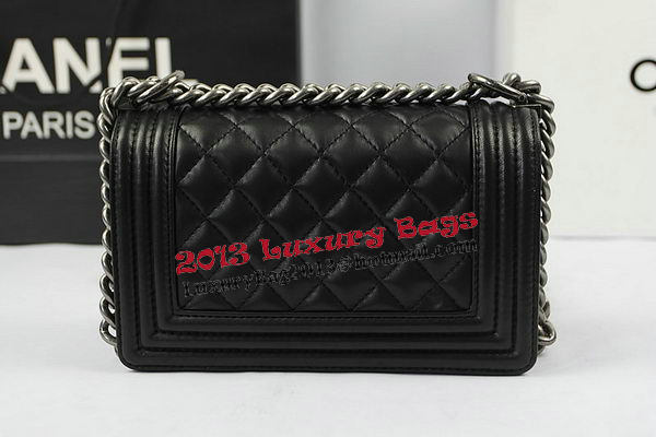 Chanel Boy Flap Shoulder Bags Black Original Lambskin Leather A67085 Silver Chanel Boy Flap Shoulder Bags Black Original Lambskin Leather A67085 Silver