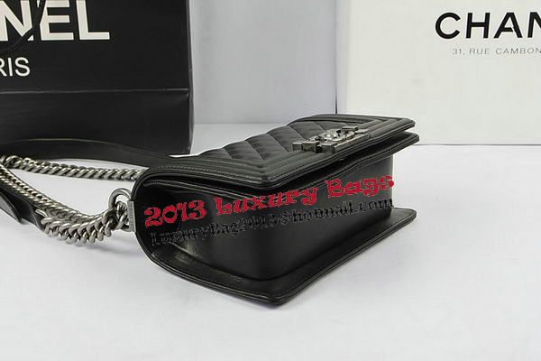 Chanel Boy Flap Shoulder Bags Black Original Lambskin Leather A67085 Silver Chanel Boy Flap Shoulder Bags Black Original Lambskin Leather A67085 Silver