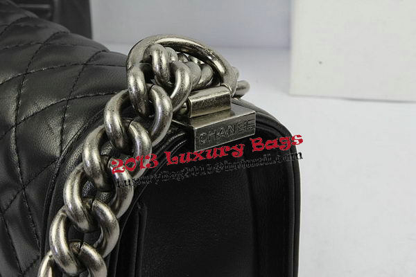 Chanel Boy Flap Shoulder Bags Black Original Lambskin Leather A67085 Silver Chanel Boy Flap Shoulder Bags Black Original Lambskin Leather A67085 Silver