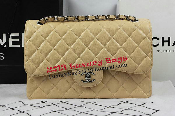 Chanel Classic Flap Bag Apricot Cannage Pattern CF1113 Silver Chanel Classic Flap Bag Apricot Cannage Pattern CF1113 Silver