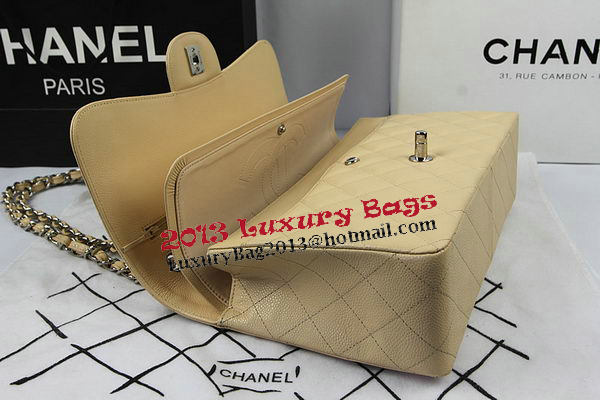 Chanel Classic Flap Bag Apricot Cannage Pattern CF1113 Silver Chanel Classic Flap Bag Apricot Cannage Pattern CF1113 Silver