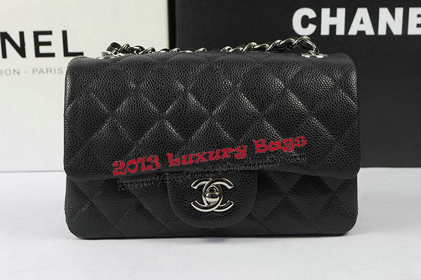 Chanel Classic MINI Flap Bag Black Cannage Pattern CF1119 Silver Chanel Classic MINI Flap Bag Black Cannage Pattern CF1119 Silver