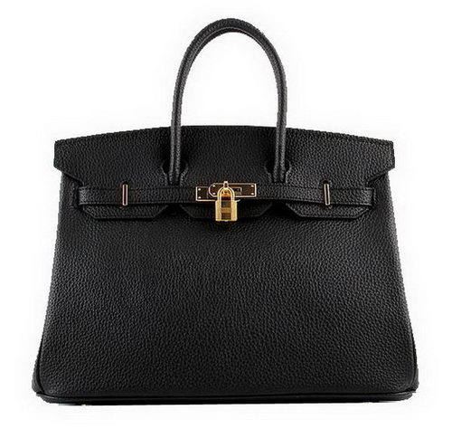 Hermes Birkin 35CM Tote Bags Black Grainy Leather H-35 Gold Hermes Birkin 35CM Tote Bags Black Grainy Leather H-35 Gold