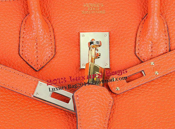 Hermes Birkin 35CM Tote Bags Orange Grainy Leather H-35 Gold Hermes Birkin 35CM Tote Bags Orange Grainy Leather H-35 Gold