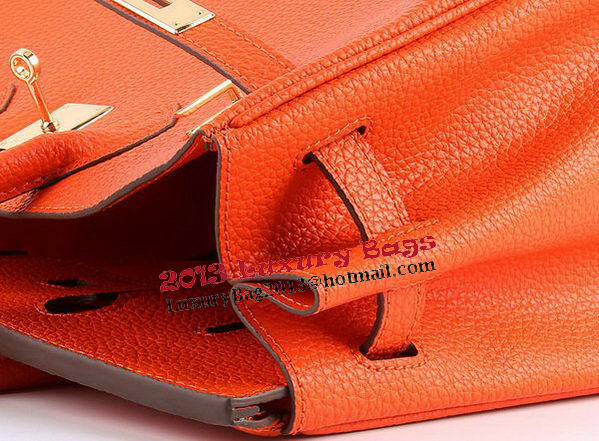 Hermes Birkin 35CM Tote Bags Orange Grainy Leather H-35 Gold Hermes Birkin 35CM Tote Bags Orange Grainy Leather H-35 Gold