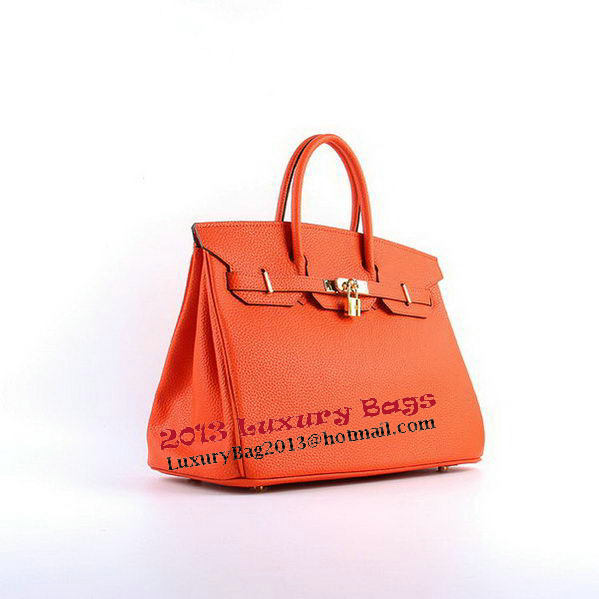 Hermes Birkin 35CM Tote Bags Orange Grainy Leather H-35 Gold Hermes Birkin 35CM Tote Bags Orange Grainy Leather H-35 Gold