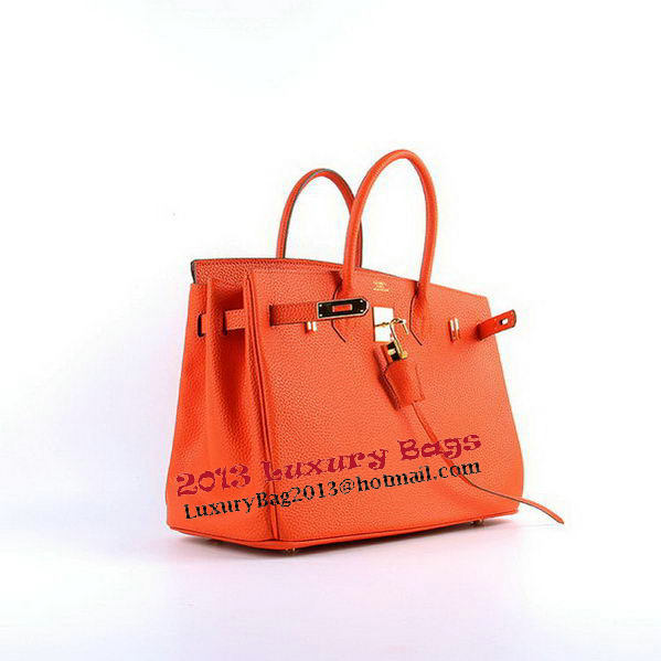 Hermes Birkin 35CM Tote Bags Orange Grainy Leather H-35 Gold Hermes Birkin 35CM Tote Bags Orange Grainy Leather H-35 Gold