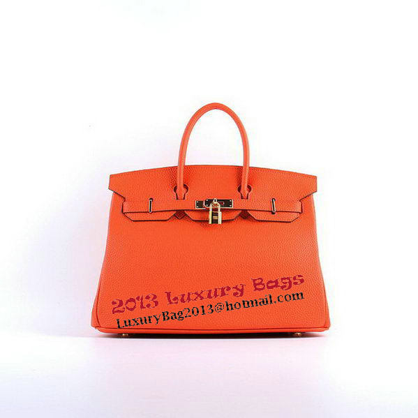 Hermes Birkin 35CM Tote Bags Orange Grainy Leather H-35 Gold Hermes Birkin 35CM Tote Bags Orange Grainy Leather H-35 Gold