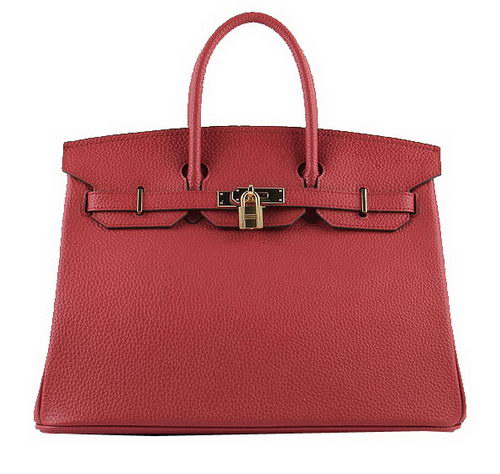 Hermes Birkin 35CM Tote Bags Red Grainy Leather H-35 Gold Hermes Birkin 35CM Tote Bags Red Grainy Leather H-35 Gold