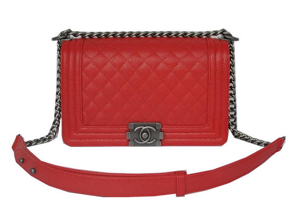Chanel Boy Flap Shoulder Bags Red Cannage Pattern Leather A67086 Silver Chanel Boy Flap Shoulder Bags Red Cannage Pattern Leather A67086 Silver