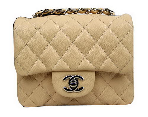 Chanel Classic MINI Flap Bag CF1115 Apricot Cannage Pattern Silver Chanel Classic MINI Flap Bag CF1115 Apricot Cannage Pattern Silver