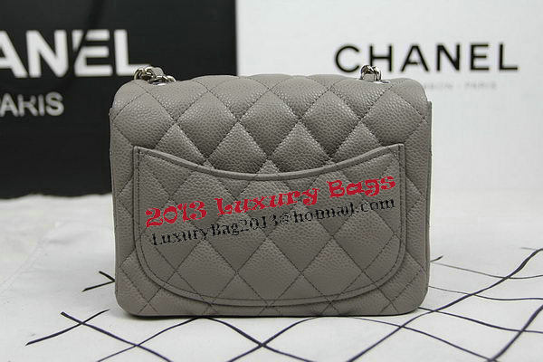 Chanel Classic MINI Flap Bag CF1115 Grey Cannage Pattern Silver Chanel Classic MINI Flap Bag CF1115 Grey Cannage Pattern Silver