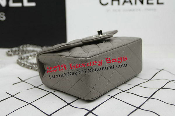 Chanel Classic MINI Flap Bag CF1115 Grey Cannage Pattern Silver Chanel Classic MINI Flap Bag CF1115 Grey Cannage Pattern Silver