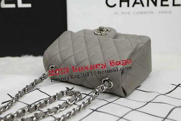 Chanel Classic MINI Flap Bag CF1115 Grey Cannage Pattern Silver Chanel Classic MINI Flap Bag CF1115 Grey Cannage Pattern Silver