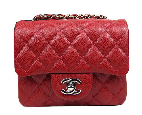 Chanel Classic MINI Flap Bag CF1115 Red Cannage Pattern Silver Chanel Classic MINI Flap Bag CF1115 Red Cannage Pattern Silver