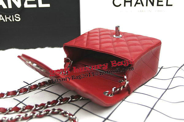Chanel Classic MINI Flap Bag CF1115 Red Cannage Pattern Silver Chanel Classic MINI Flap Bag CF1115 Red Cannage Pattern Silver