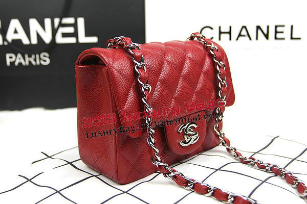 Chanel Classic MINI Flap Bag CF1115 Red Cannage Pattern Silver Chanel Classic MINI Flap Bag CF1115 Red Cannage Pattern Silver