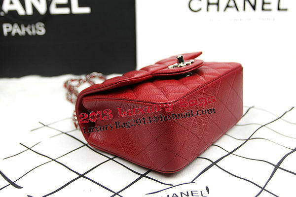 Chanel Classic MINI Flap Bag CF1115 Red Cannage Pattern Silver Chanel Classic MINI Flap Bag CF1115 Red Cannage Pattern Silver