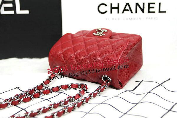 Chanel Classic MINI Flap Bag CF1115 Red Cannage Pattern Silver Chanel Classic MINI Flap Bag CF1115 Red Cannage Pattern Silver