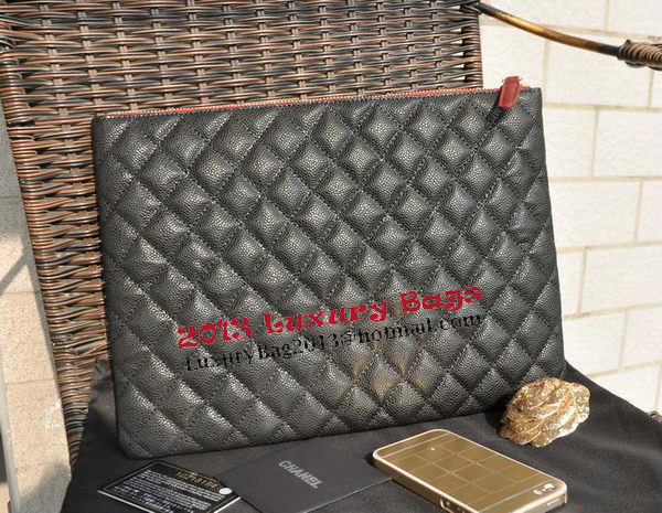 Chanel Clutch Bag Black Cannage Pattern Leather A82044 Gold Chanel Clutch Bag Black Cannage Pattern Leather A82044 Gold