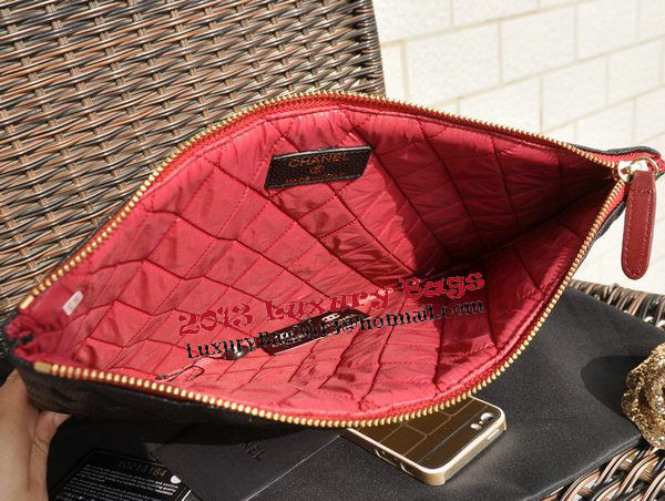 Chanel Clutch Bag Black Cannage Pattern Leather A82044 Gold Chanel Clutch Bag Black Cannage Pattern Leather A82044 Gold