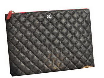 Chanel Clutch Bag Black Cannage Pattern Leather A82044 Silver Chanel Clutch Bag Black Cannage Pattern Leather A82044 Silver